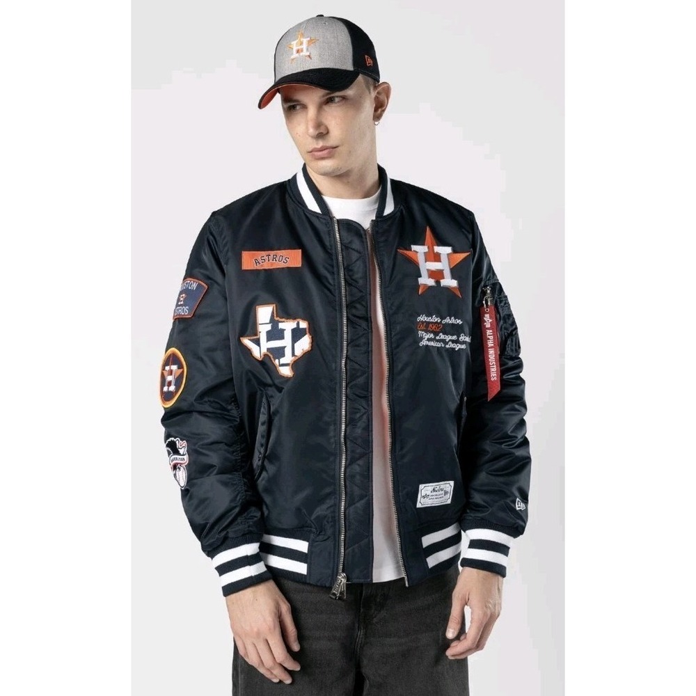 New Houston Astros Alpha Industries Navy MA-1 Bomber Varsity JacketBaseball‎ 2XL